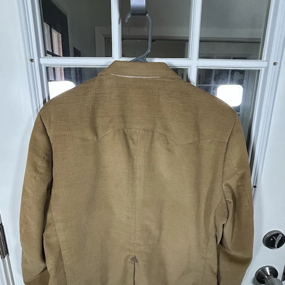 Vintage 70s Farah Colorado High Western Corduroy Blazer Leather‎ Accents Size 42